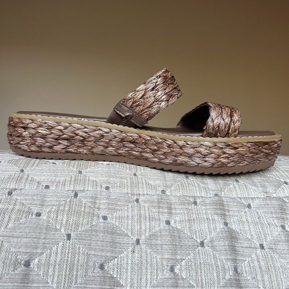 Splendid Goldi Braided Espresso Brown Raffia Sandals Women 9 Platform Wide Strap - Picture 3 of 16